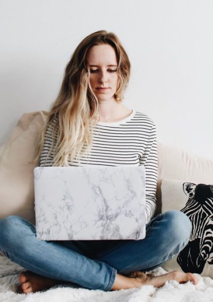 Woman using laptop